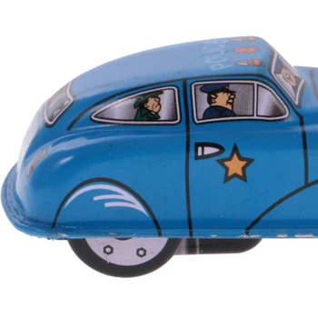 MagiDeal Aukštos Kokybės Derliaus Policijos Mėlyna Automobilio Modelio Vėjo-iki Clockwork Vaikai Alavo Žaislas Suaugusiems Vaikams Klasikinis Kolekcines Dovana