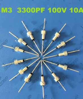 (100VNT) Emi filtrų kondensatorius feedthrough kondensatoriai serijos M3/3300PF/100VDC/10A/332