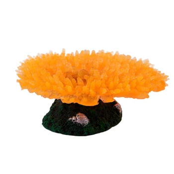 Akvariumo Bakas Oranžinės spalvos Silikono, Dirbtinių Jūros Anemone Koralų Ornamentu 2 colių