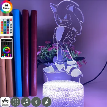 Išmaniųjų Telefonų Kontrolės, Sonic The Hedgehog 3D Akrilo LED Nakties Šviesos Touch USB LED Vaikai Spalva Pakeisti Žaidimo Miega Stalo Lempa