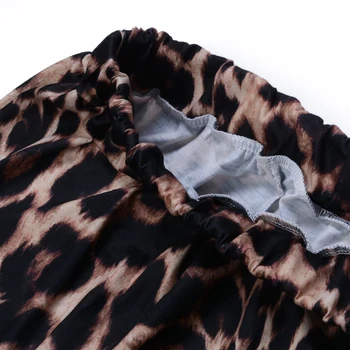 2019 Mados Rudens Leopardas Spausdinti Pločio Kojų Kelnės Moterims Aukšto Juosmens, Palaidi Palazzo Snakeshin Kelnes Elegantiškas Biuras Ponios Kelnės