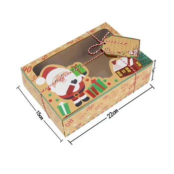 3pcs 22*15*7cm Didelis Kalėdinių Dovanų Dėžutėje Kraft Popieriaus, Saldainių Dėžutės Su Aiškiai Langą Slapukus Kalėdos Šalis Naujųjų Metų Namų Dekoro