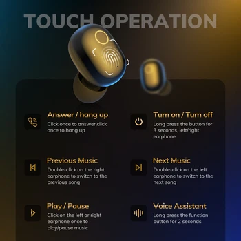TOPK TWS Belaidės Ausinės ausinė Bluetooth V5.0 ausinės pirštų Atspaudų Touch 1500mAh Baterija Langelį Sporto Vandeniui ausinių