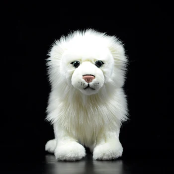 Modeliavimo Nuolatinis White Lion Įdaryti Pliušinis Žaislas, Minkšti Realiame Gyvenime Afrikos Liūtas Lėlės Mielas Realus Gyvūnų Modelio Vaikų Dovanų