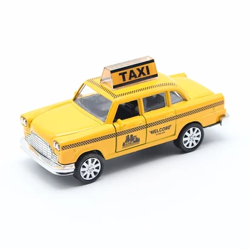 1:32 Diecast Mini Geltona Mirksi Muzikos Traukti Atgal, Taksi Lydinio Automobilį su Garso, Šviesos, Modelį, Žaislai Vaikams, Vaikai