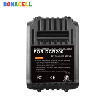 Bonacell 1Pack DCB200 20V 9000mAh keičiamų Li-ion baterija suderinama su Dewalt 20 Voltų MAX XR elektrinių įrankių, ličio Baterijos.