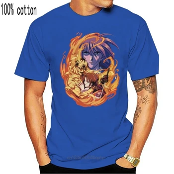 Rurouni Kenshin Shishio Lanko Ugnies Meno vyro (Moters Yra) T Shirt Juoda Prarasti Dydžio Marškinėliai
