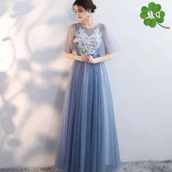 Naujas Atvykimo Nėrinių Mėlyna Bridemaid Suknelės 2019 Ilgai Oficialias Vestuves Prom Dresses chalatas de soiree vestido de noiva