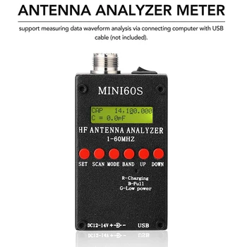 Mini60S 1-60MHz HF ANT Antenos SWR Analizatorius Matuoklis su 