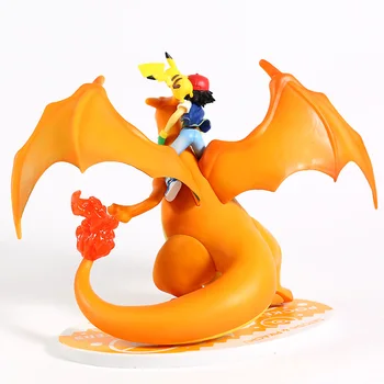 Anime Monstras Pelenų Ketchum, Satoshi Žirgais ant Charizard PVC Pav Kolekcines Modelis Žaislas