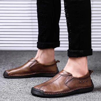 Naujas didelis dydis 38-48 vyrų laisvalaikio bateliai mokasīni, pavasarį ir rudenį mens mokasinai ratai batai natūralios odos vyriški butai batai