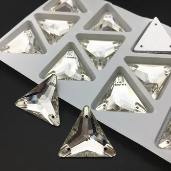 Crystal Siūti kalnų krištolas Geros Kokybės 12 16 22 mm skaidraus Stiklo Kristalų Trikampis flatback siuvimo mygtuką 