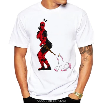 2020 Karšto Pardavimo Deadpool ir Vienaragis Spausdinti Vyrų Marškinėliai trumpomis Rankovėmis, Juokingas Animacinių filmų Dizaino Vyriškos Viršūnes Hispter Tee Marškinėliai