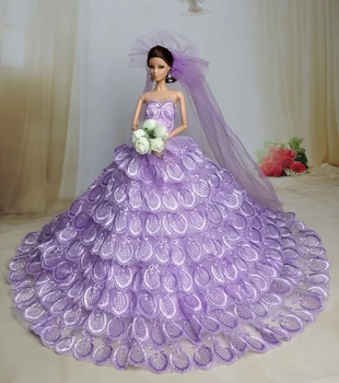 Originalus princesė barbie lėlės drabužiai nustatyti vestuvių suknelė šešių taškų svajonė vestuvių drabužius snieguolė nemokamas pristatymas