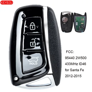 KEYECU Smart Nuotolinio Automobilio Raktas Fob 3 Mygtuką 433MHz ID46 Mikroschemą Hyundai Santa Fe (2012-m.) FCC ID: 95440 2W500 / 2W600