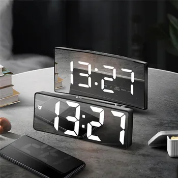 Skaitmeninis Laikrodis-Žadintuvas Stalas Stalo Laikrodis Lenktas LED Ekranas žadintuvai Vaikams, Miegamojo Temperatūra Atidėjimo Funkcija Namų Dekoro