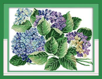 Floret violetinė floret kryželiu rinkinys gėlių 18ct 14ct 11ct skaičius atspausdinta drobė siūlės siuvinėjimo 