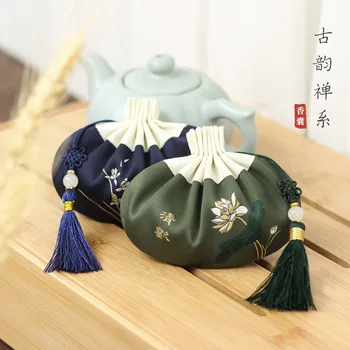 Senovinių Kinų Stiliaus Rankų Darbo Papuošalai Saugojimo Krepšys Orchidėja Lotus Modelis Maišelyje Pasisekė Jade Kutas Pakabukas Dovana Raišteliu Krepšys