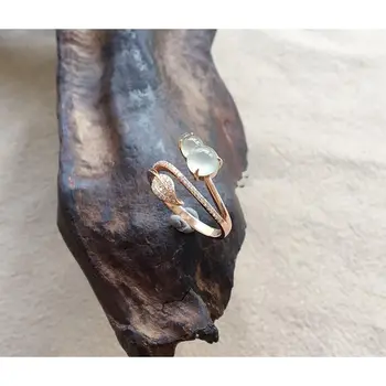 Nauji gamtinių chalcedony moliūgas likvidavimo atidarymo reguliuojamas žiedo žavesio šviesos prabanga rose gold moterų prekės sidabro papuošalai