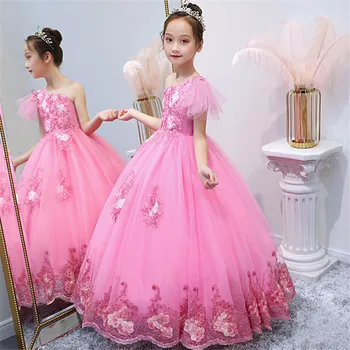 Korėjos Saldus Mergaičių Vaikams, Elegantiška Rausvos Spalvos, Gimtadienis, Vestuvės Princesė Purus Suknelė, Vaikams, Paaugliams Priimančiosios Ceremonija Priimančiosios Suknelė