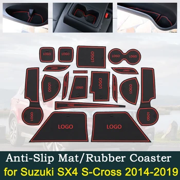 Anti-slydimo Durų Gumos Puodelio Pagalvėlių Suzuki SX4 S-Cross~2018 2019 Maruti SX-4 SX 4 S Cross SCross Groove Kilimėlis, Priedai