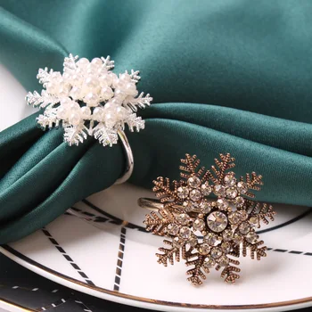 12pcs/daug Kalėdų snaigės servetėlių žiedas metalo servetėlių žiedas viešbutis holiday vystymo sagtis stalo dekoracijos