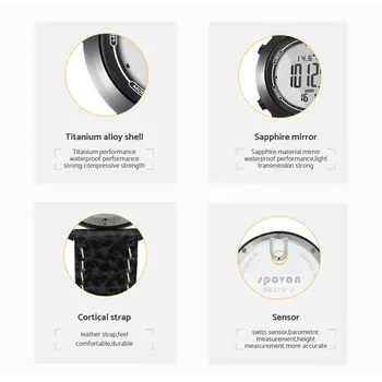 2019 Naujas Bravo 2S Smart Watch Vyrų Alpinizmo Žiūrėti Su 3D Pedometer Aukštimatis, Barometras, Kompasas Termometras