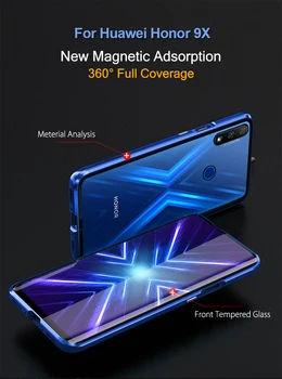 Dvipusis Magnetinio Atveju, Huawei Y6P Y7P padengti 360 Visas Stiklas Grūdintas Kino Magnetas Atveju Padengti Huawei Y8P Y9S telefono dėklas