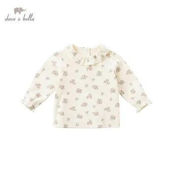 DBJ16826-2 dave bella pavasario kūdikių mergaičių mielas gėlių spausdinti marškinėliai vaikams viršūnes mergaitė vaikai mados tees
