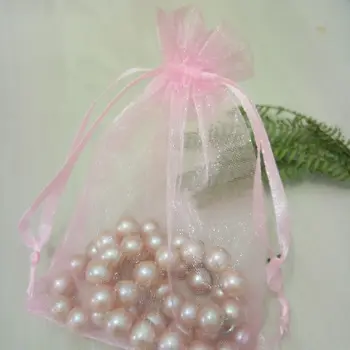 100vnt rožinė Drawable Organza maišelį Raišteliu maišelis Vestuvių, gimtadienio, Kalėdų šalis, dovana, papuošalai pakuotės ekranas krepšiai prekes