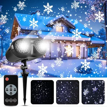 2-in-1 Kalėdų Snaigės Projektoriaus Šviesos Atnaujinti Sningant Projektoriaus Lempa Su Nuotolinio Atostogų Šalis Kraštovaizdžio Sniego Akiratyje