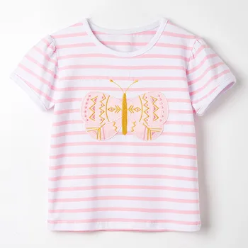 Drugelis Vasaros Bebe Merginos marškinėlius Prekės Medvilnės Baby Girl Drabužiai, Vaikiški marškinėliai trumpomis Rankovėmis Kūdikiams, Vaikams Stripe Tee Viršūnės