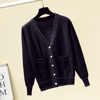 Naujas Atvykimo rudenį korėjos kilimo ir tūpimo tako Elegantiškas megztas švarkas paltai Moterims Derliaus Šiltas megztinis mezgimo megztinis Striukės Paltas Viršų