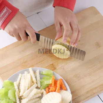 Nerūdijančio plieno daugiafunkcinis virtuvinis peilis bulvių slicer mini banga bulvių peilis bulvių peilis pjovimo įrankis, virtuvės reikmenys