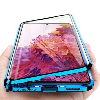 360 Dvipusis Stiklo Atveju, Samsung Galaxy S20 FE Magnetinės Metalo Galinio Dangtelio Samsung S 20 FE S20FE telefono Coque Fundas