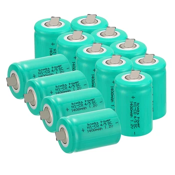 1400mAh NICD 1.2 V Baterija 1.2 v skaičius 4/5 SC Sub C Ni-CD Ni-CD Baterijos, Akumuliatoriai Tab 36g Žalioji 33mm x 22mm