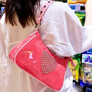 Moterų pečių krepšiai, Retro Aligatorius Modelis Moterų rankinės rožinė deimantų pu rankinės vakare maišelį, Atsitiktinis, Kietas šalis maišelį Bolsas