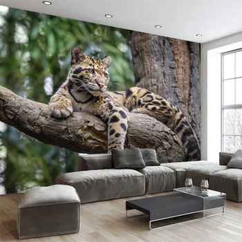 Užsakymą bet kokio dydžio sienos freskos Šiuolaikinės mados Lauko gyvūnų Leopard Siena Lipdukas Tapetai Namų Dekoro