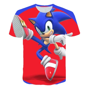 2020 Naujas Vasaros Sonic Animacinių filmų Vaikams Drabužių trumpomis Rankovėmis O Kaklo 3D Atspausdintas Marškinėliai Berniukams Drabužius Paauglių Berniukų Vaikai Viršūnės