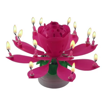 Naujai Atnaujinti Spalvotų Sukasi Lotus Tortas, Žvakės Elektroninės Muzikos Žvakė, Gimtadienis, Vestuvės