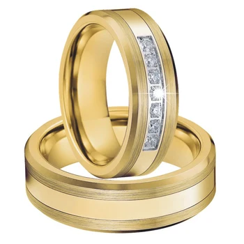 Meilė Aljanso aukso spalvos Volframo karbido papuošalai piršto žiedą, pasiūlymas santuokos pora vestuvių Žiedai vyrams ir moterims