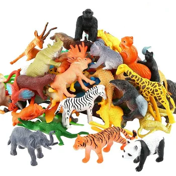 53pcs/set Mini Gyvūnų Pasaulyje Zoologijos sodas Modelio Paveikslas Veiksmų Žaislų Rinkinys Animacinių filmų Modeliavimas Gyvūnų Puikus Plastiko Surinkimo Žaislas Vaikams