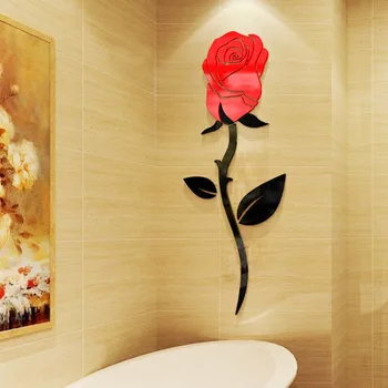 5 Dydis Romantiška Rožė Meilės 3D Akrilo Apdaila Sienų Lipdukas 