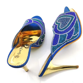 Dangaus Mėlyna Spalva italijos dizaino Batų su Atitikimo Krepšiai Aukštos Kokybės Afrikos Batų ir Maišelį Nustatyti Šalies Moterų Nigerijos Batai