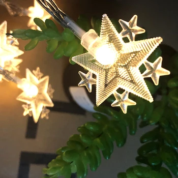 Naujųjų metų girlianda LED Star mėnulis String Žibintai LED Pasakų Žibintai, Baterija Veikia blyksnis šviesos kalėdų dekoracijos namams
