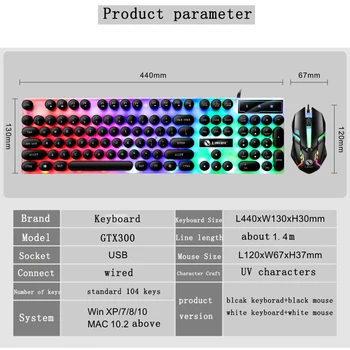 Laidinio Mechaninė Jaustis Klaviatūros 104 klavišai anglų Žaidimų Klaviatūra Punk Keycaps Backlight, USB Žaidėjus Klaviatūras desktop laptop