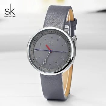 Shengke Prekės ženklo Mados Odos Laikrodžiai Moterims Kūrybos Kvarco Žiūrėti Reloj Mujer 2019 SK Ponios Riešo Žiūrėti Moterų Laikrodis #K8044