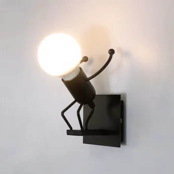 Šiuolaikinės Kaustytomis Metalinės Sienos Šviesos Žmogaus Figūrą Mini Sienos Lempa Kambarį Lovos Pusėje Laiptų Virtuvės Šviestuvai LED Lemputė E27