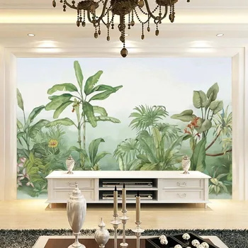 Custom Sienų Tapetai, 3D Rankomis Dažyti Augalų Bananų Medis Tropinių Miškų Augalų Freska Gyvenimo Kambario, Miegamasis Namų Dekoro Tapety