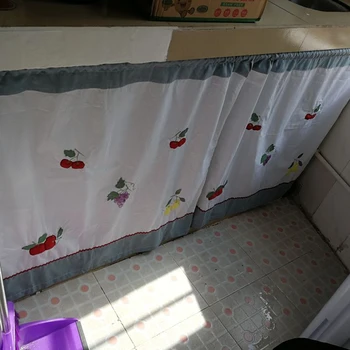 2VNT 75x76CM kaimiškas vaisių, siuvinėta trumpa virtuvės užuolaidų kavinė užuolaidų medvilnės mažos virtuvės užuolaidos langą lambrekenai